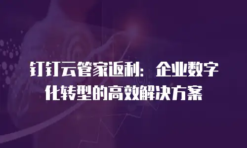 钉钉云管家返利：企业数字化转型的高效解决方案