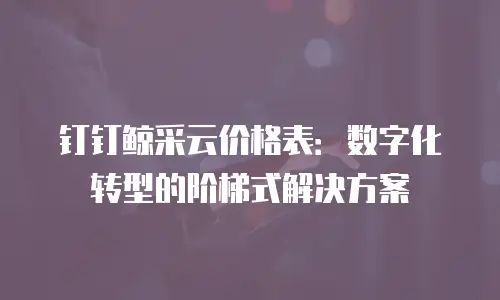 钉钉鲸采云价格表：数字化转型的阶梯式解决方案
