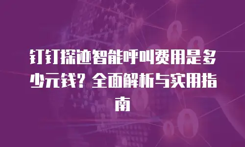 钉钉探迹智能呼叫费用是多少元钱？全面解析与实用指南