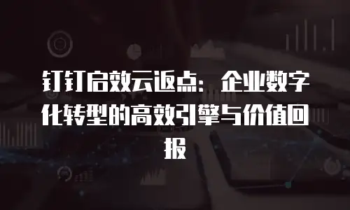 钉钉启效云返点：企业数字化转型的高效引擎与价值回报