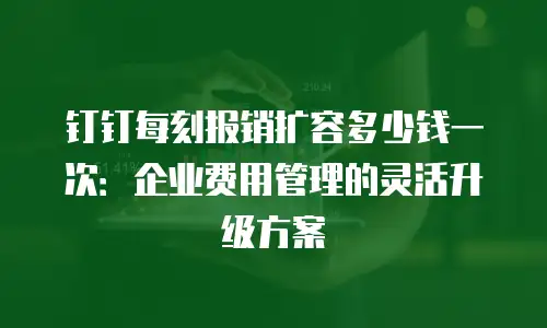 钉钉每刻报销扩容多少钱一次：企业费用管理的灵活升级方案