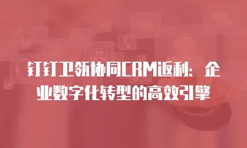 钉钉卫瓴协同CRM返利：企业数字化转型的高效引擎