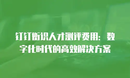 钉钉衡识人才测评费用：数字化时代的高效解决方案