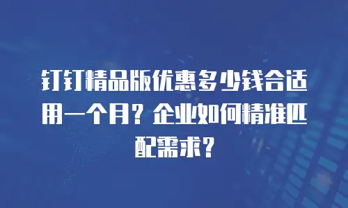 钉钉精品版优惠多少钱合适用一个月？企业如何精准匹配需求？