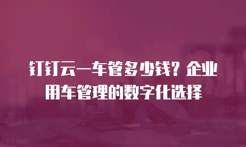 钉钉云一车管多少钱？企业用车管理的数字化选择