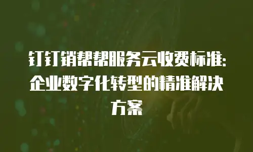 钉钉销帮帮服务云收费标准：企业数字化转型的精准解决方案