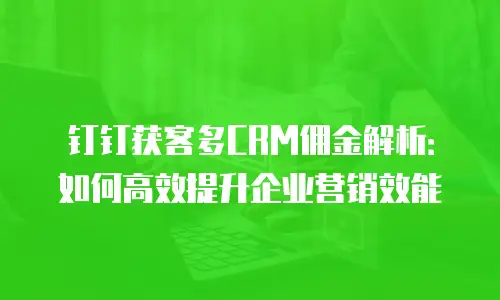 钉钉获客多CRM佣金解析：如何高效提升企业营销效能