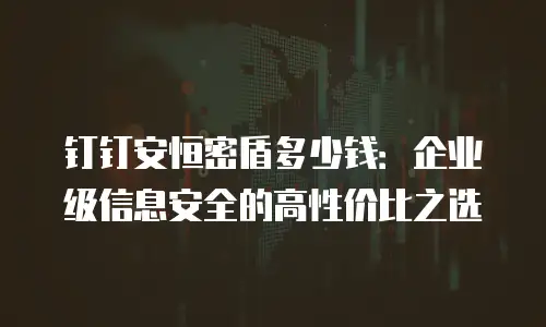 钉钉安恒密盾多少钱：企业级信息安全的高性价比之选