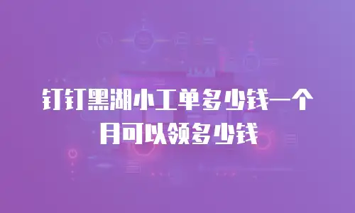 钉钉黑湖小工单多少钱一个月可以领多少钱