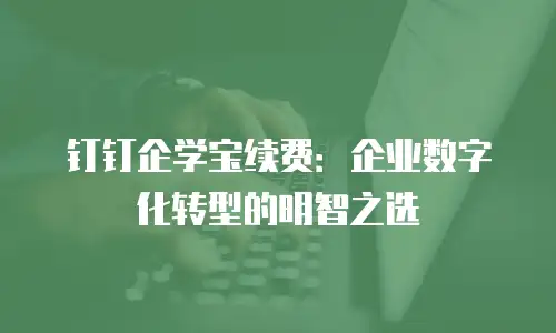钉钉企学宝续费：企业数字化转型的明智之选