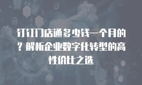 钉钉门店通多少钱一个月的？解析企业数字化转型的高性价比之选