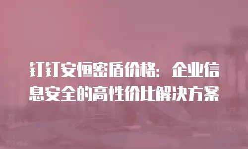 钉钉安恒密盾价格：企业信息安全的高性价比解决方案