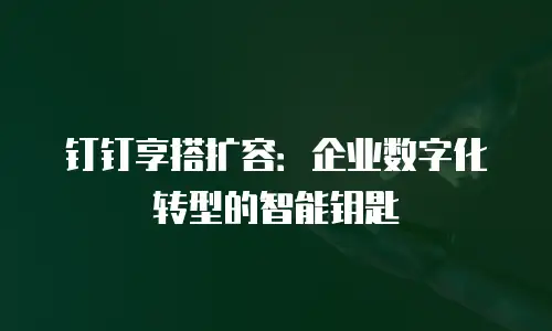 钉钉享搭扩容：企业数字化转型的智能钥匙