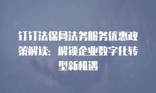 钉钉法保网法务服务优惠政策解读：解锁企业数字化转型新机遇