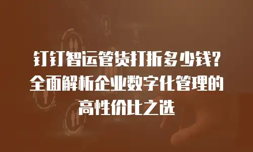 钉钉智运管货打折多少钱？全面解析企业数字化管理的高性价比之选