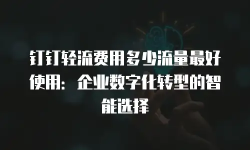 钉钉轻流费用多少流量最好使用：企业数字化转型的智能选择