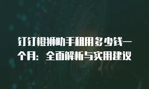 钉钉橙狮助手租用多少钱一个月：全面解析与实用建议