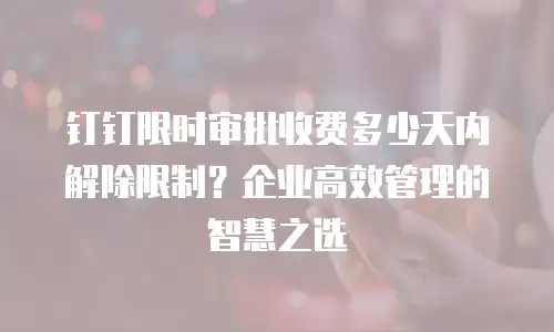 钉钉限时审批收费多少天内解除限制？企业高效管理的智慧之选