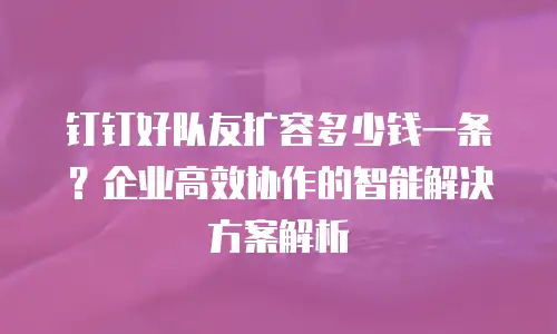 钉钉好队友扩容多少钱一条？企业高效协作的智能解决方案解析