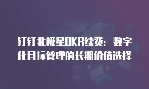 钉钉北极星OKR续费：数字化目标管理的长期价值选择