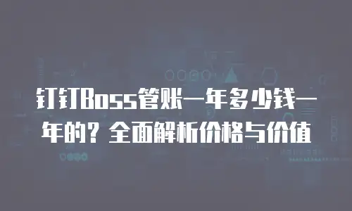 钉钉Boss管账一年多少钱一年的？全面解析价格与价值