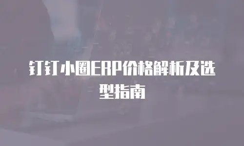 钉钉小圈ERP价格解析及选型指南