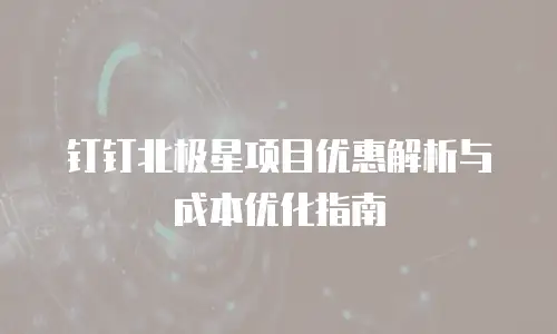 钉钉北极星项目优惠解析与成本优化指南