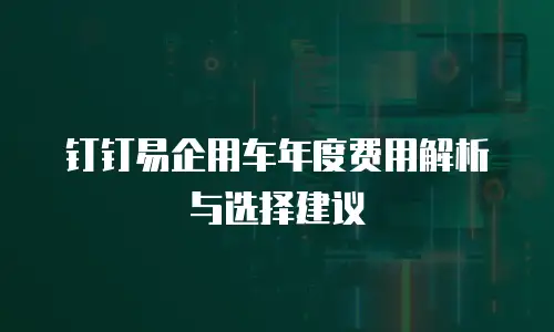 钉钉易企用车年度费用解析与选择建议