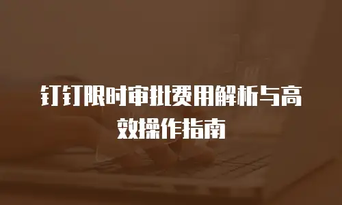 钉钉限时审批费用解析与高效操作指南