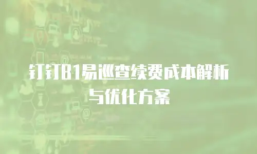 钉钉B1易巡查续费成本解析与优化方案