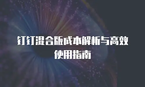 钉钉混合版成本解析与高效使用指南