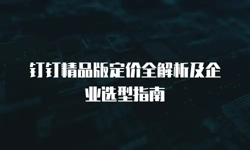 钉钉精品版定价全解析及企业选型指南