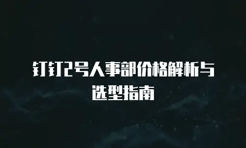 钉钉2号人事部价格解析与选型指南