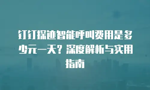 钉钉探迹智能呼叫费用是多少元一天？深度解析与实用指南