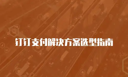 钉钉支付解决方案选型指南