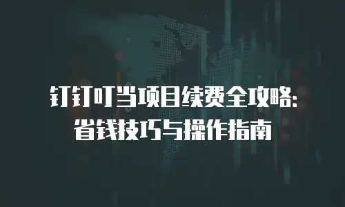 钉钉叮当项目续费全攻略：省钱技巧与操作指南