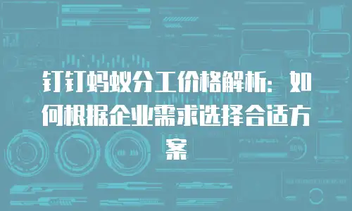 钉钉蚂蚁分工价格解析：如何根据企业需求选择合适方案