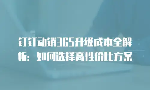 钉钉动销365升级成本全解析：如何选择高性价比方案
