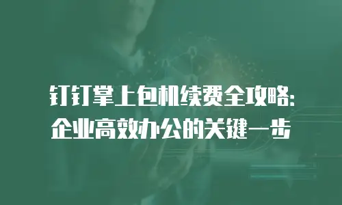 钉钉掌上包机续费全攻略：企业高效办公的关键一步