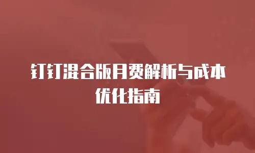 钉钉混合版月费解析与成本优化指南