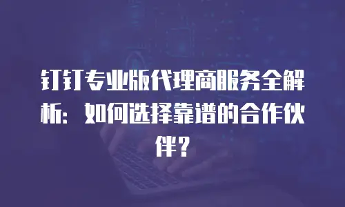 钉钉专业版代理商服务全解析：如何选择靠谱的合作伙伴？
