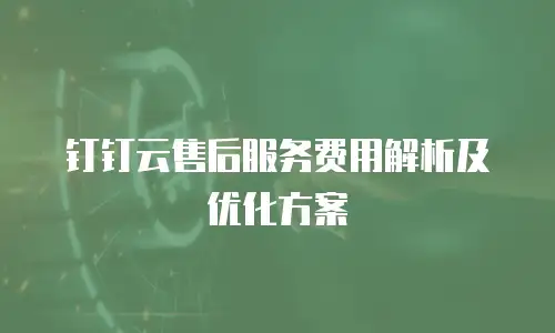 钉钉云售后服务费用解析及优化方案