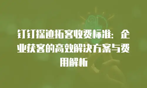 钉钉探迹拓客收费标准：企业获客的高效解决方案与费用解析