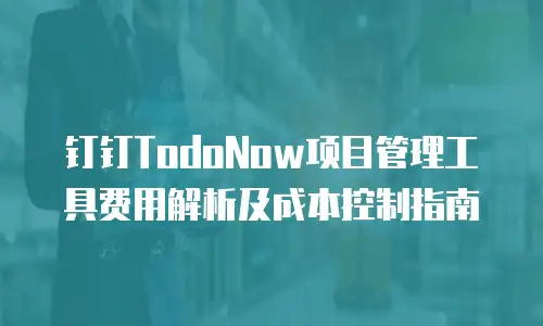 钉钉TodoNow项目管理工具费用解析及成本控制指南