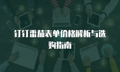 钉钉番茄表单价格解析与选购指南