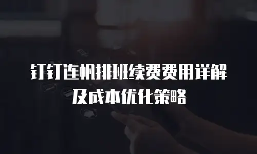 钉钉连帆排班续费费用详解及成本优化策略
