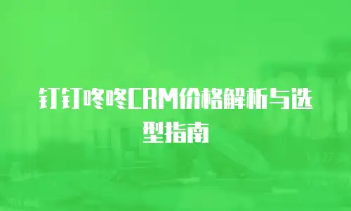 钉钉咚咚CRM价格解析与选型指南