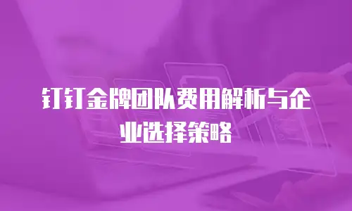 钉钉金牌团队费用解析与企业选择策略