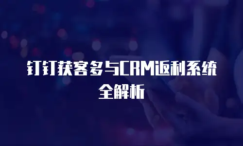 钉钉获客多与CRM返利系统全解析