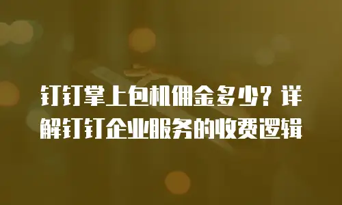钉钉掌上包机佣金多少？详解钉钉企业服务的收费逻辑